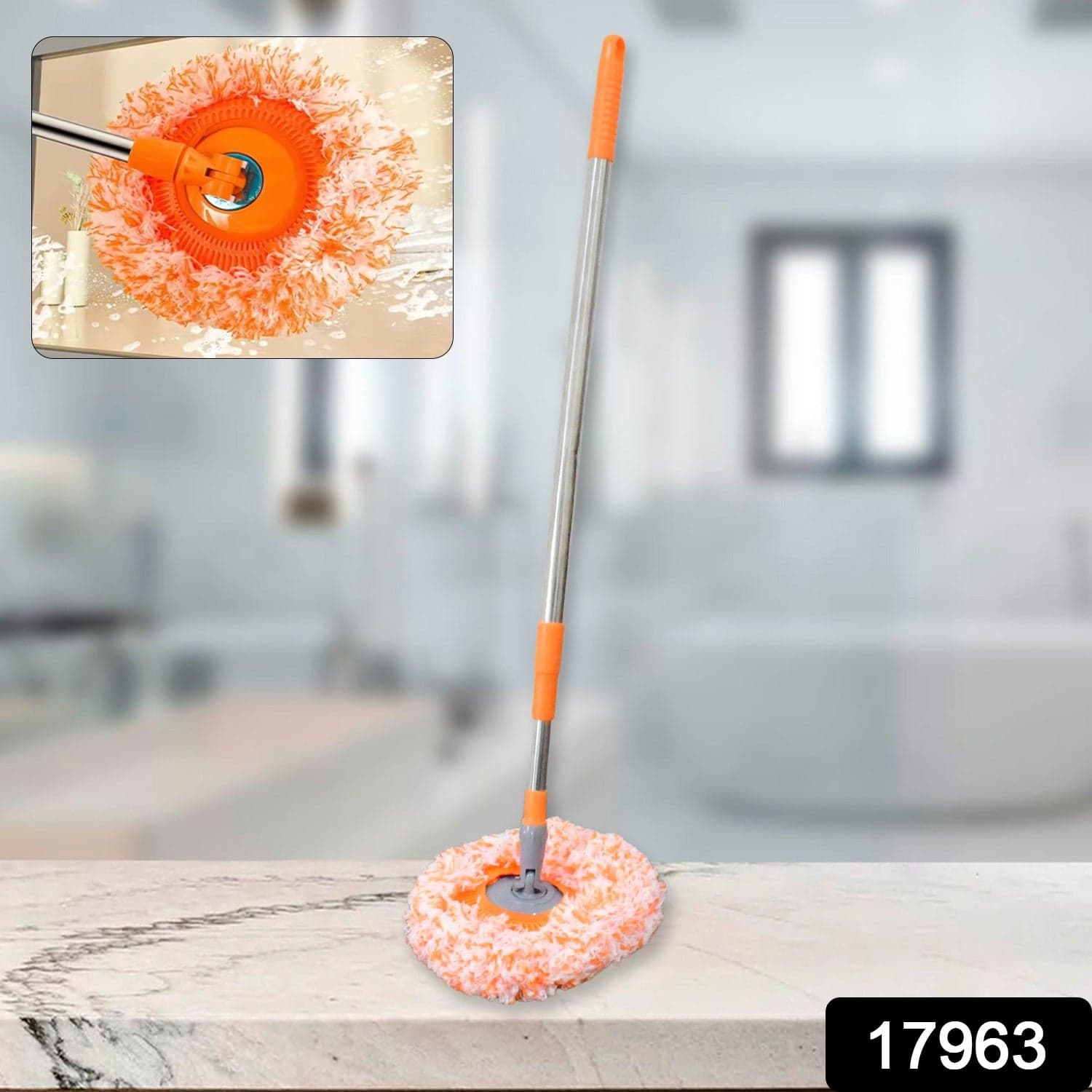 360° Rotatable Ceiling Dust Cleaning Mop Extendable Long Lightweight Handle Mop Heads Pad thumbnail 2