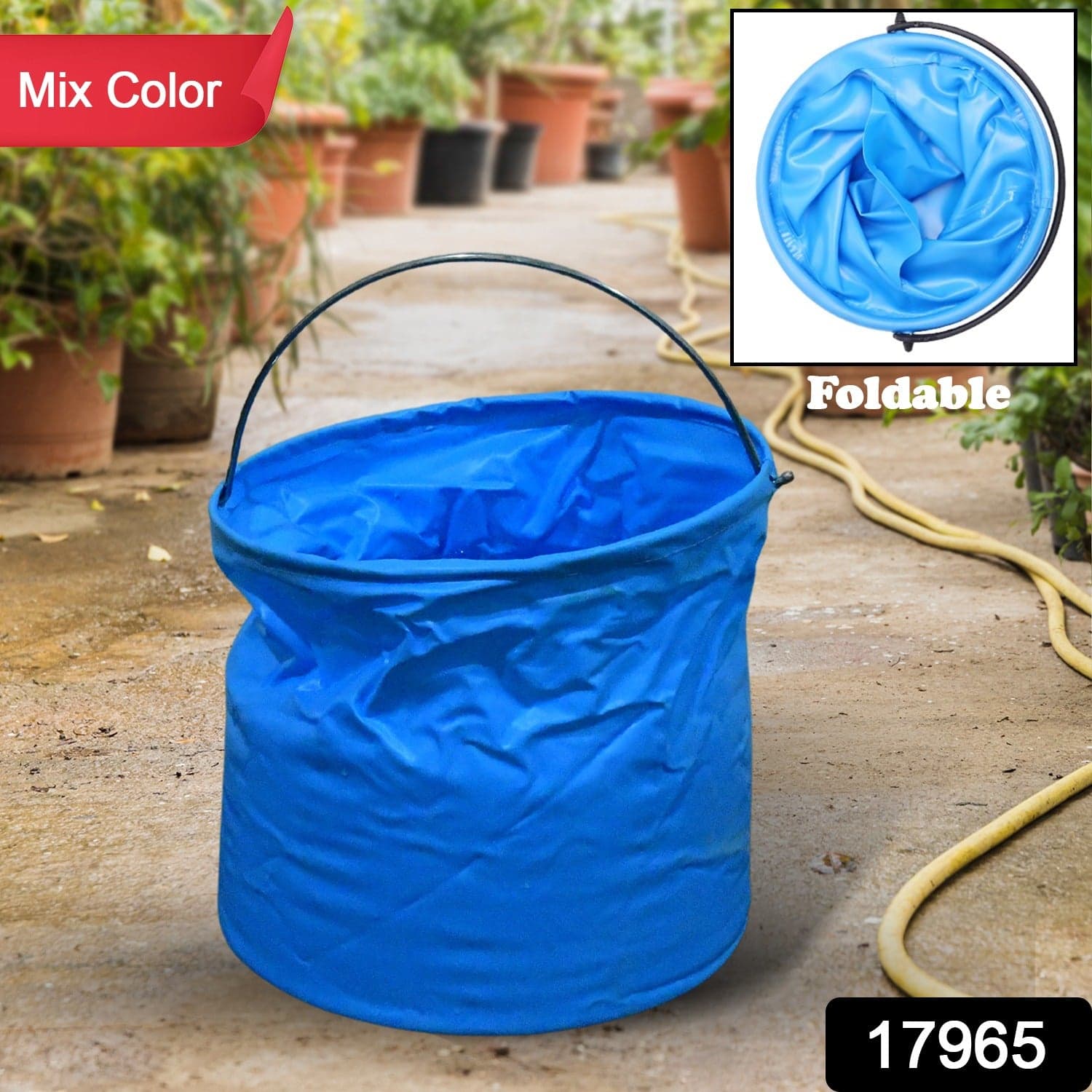 Folding Bucket Portable Round Bucket Simple Bucket With Handle & Multi-Functional thumbnail 2