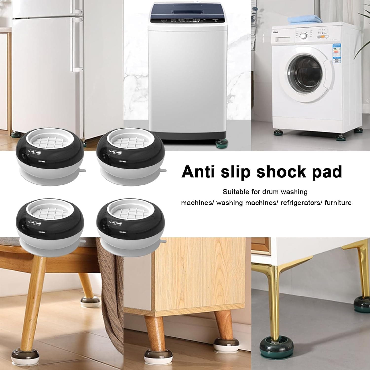 Anti Vibration Pads For Washing Machine, Washing Machine Base Foot Pads Non Slip Heighten Shock And Noise Cancelling Base Pads (4 Pcs Set) thumbnail 3