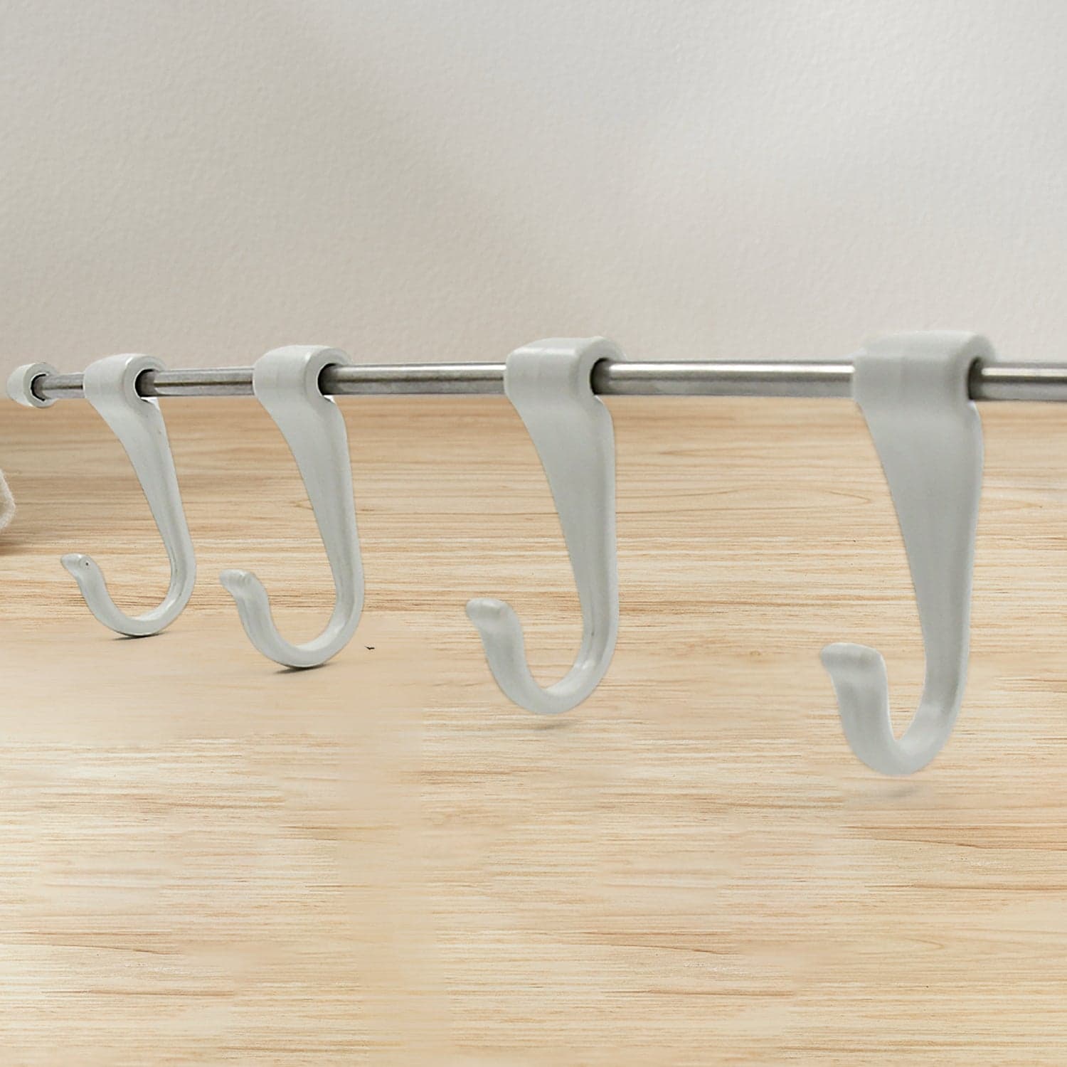 Stainless Steel Utensil Hanger Rail Nail Free Wall Mount with 2 Magic Stickers & 6 Plastic Hooks For Kitchen thumbnail 4