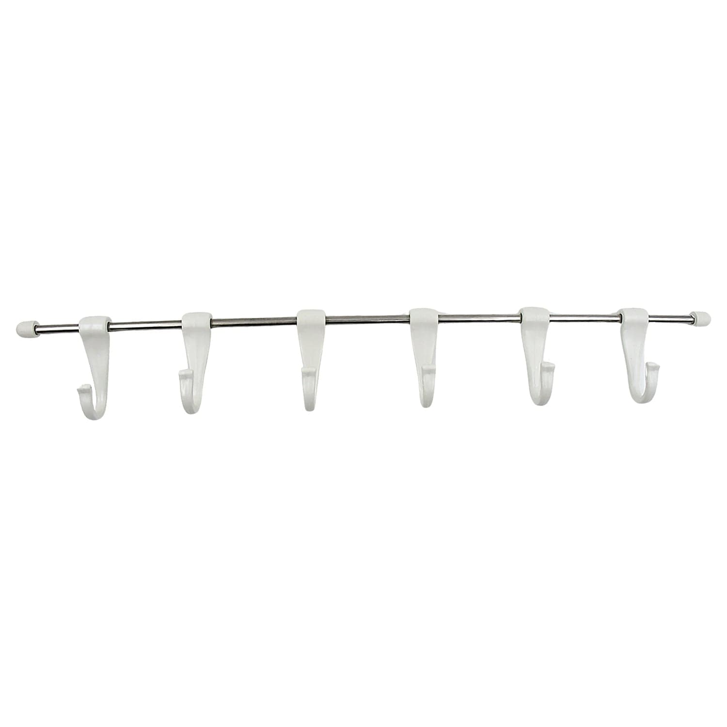 Stainless Steel Utensil Hanger Rail Nail Free Wall Mount with 2 Magic Stickers & 6 Plastic Hooks For Kitchen thumbnail 5