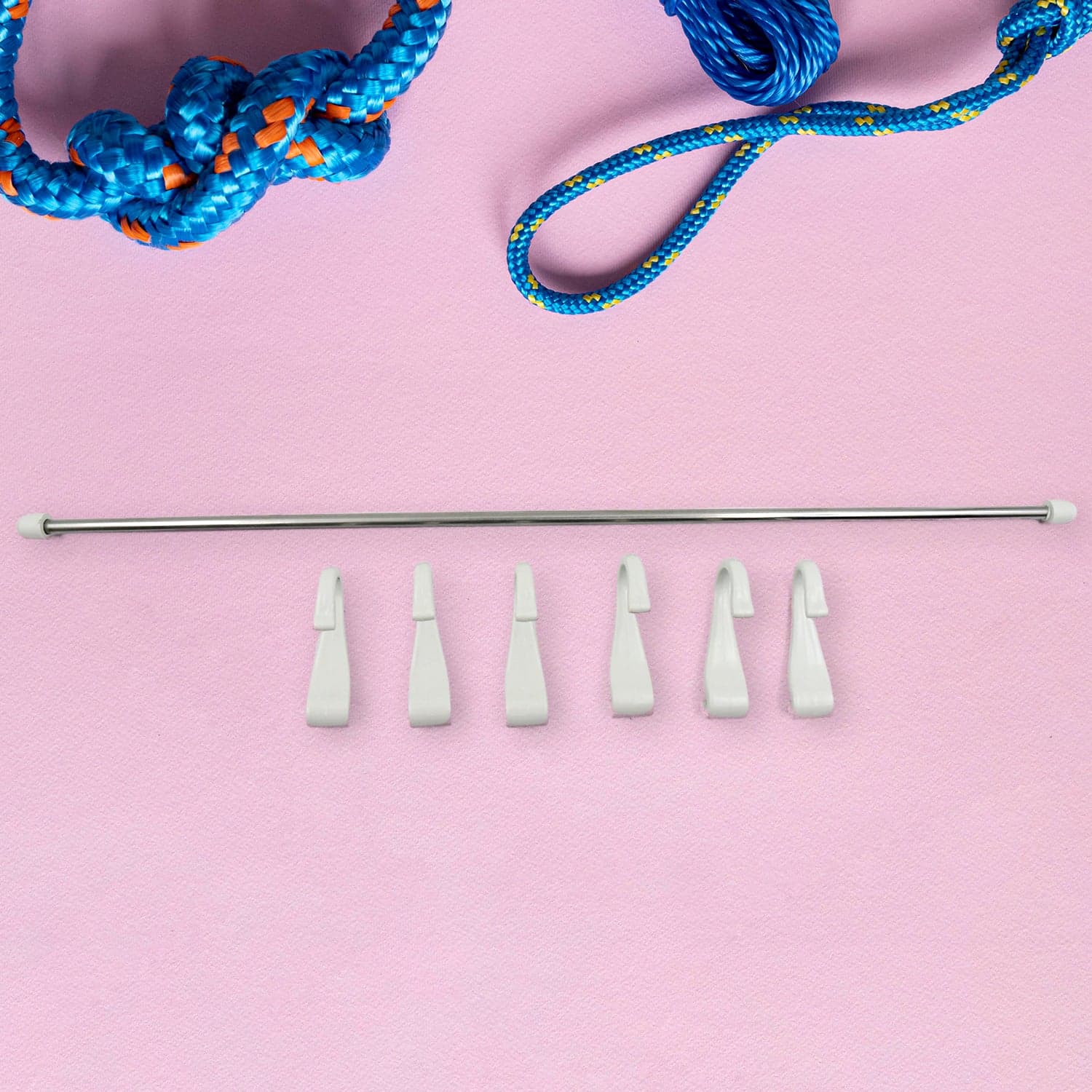 Stainless Steel Utensil Hanger Rail Nail Free Wall Mount with 2 Magic Stickers & 6 Plastic Hooks For Kitchen thumbnail 6