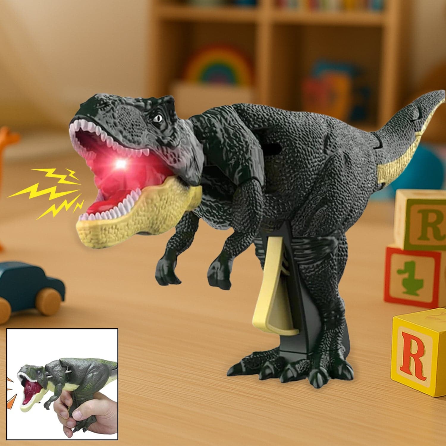 Dinosaur Roaring Toys Trigger, Dinosaurs Toys With Dinosaur Sound Lighting Model Vibrating Head Moving (3 + Years / 1 Pc) thumbnail 1
