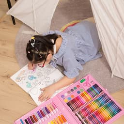 17978 Art Set Kids Art Supplies Coloring Case Kit Painting & Drawing Sets For Kids Boys Girls Gifts Toys Age 4 & Above - Mix Colors