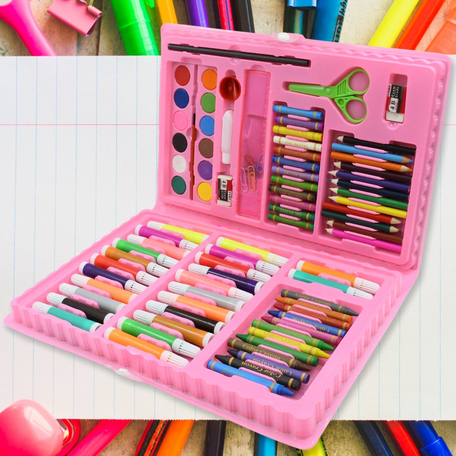 17978 Art Set Kids Art Supplies Coloring Case Kit Painting & Drawing Sets For Kids Boys Girls Gifts Toys Age 4 & Above - Mix Colors thumbnail 4