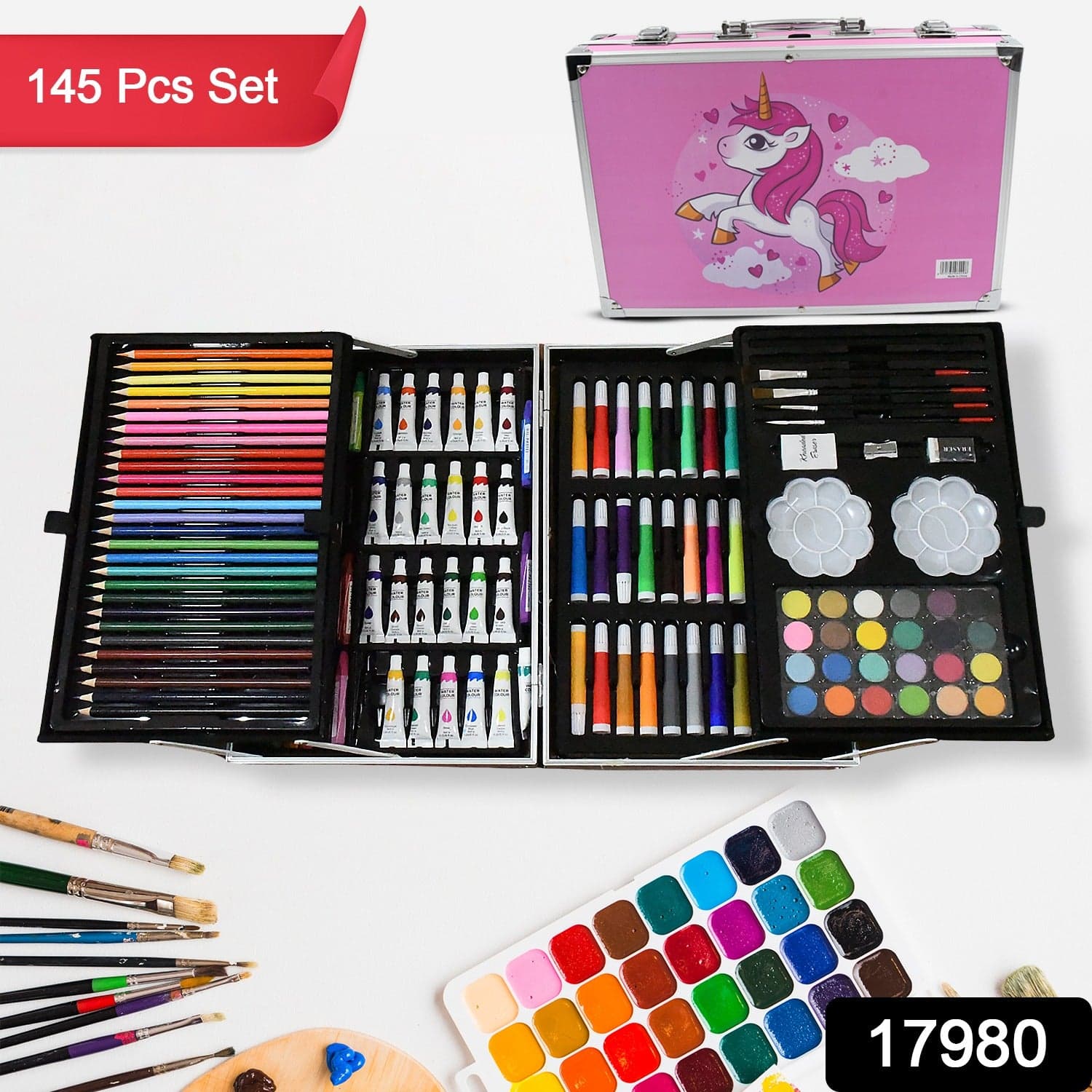 17980 Professional Art Set-Drawing Painting Sketching Coloring Kids Set All In 1 Art Case Perfect For Kids With Unicorn Design Case thumbnail 2