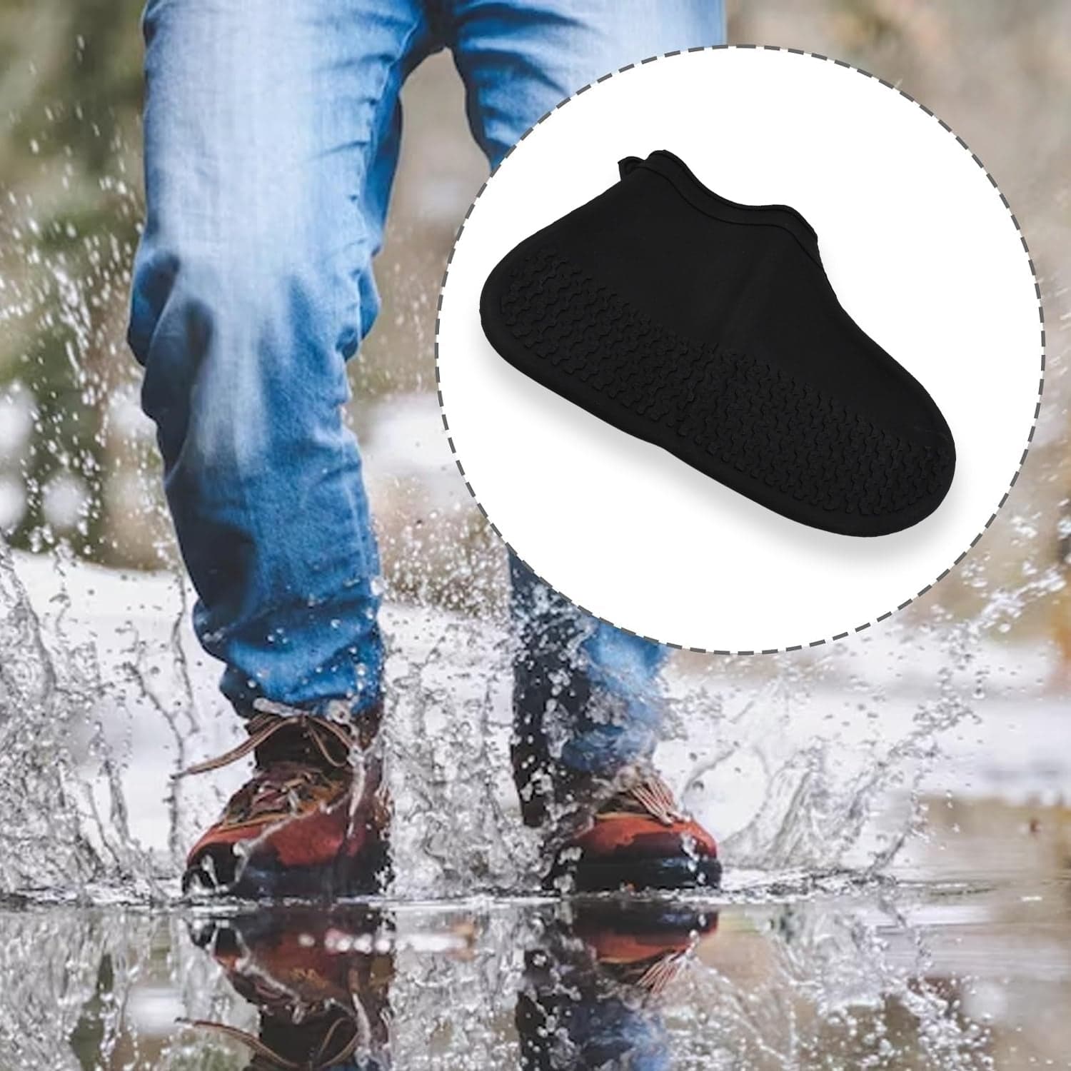 Non-Slip Silicone Rain Reusable Anti skid Waterproof Fordable Boot Shoe Cover (Small Size / 1 Pair / Mix Color) thumbnail 1