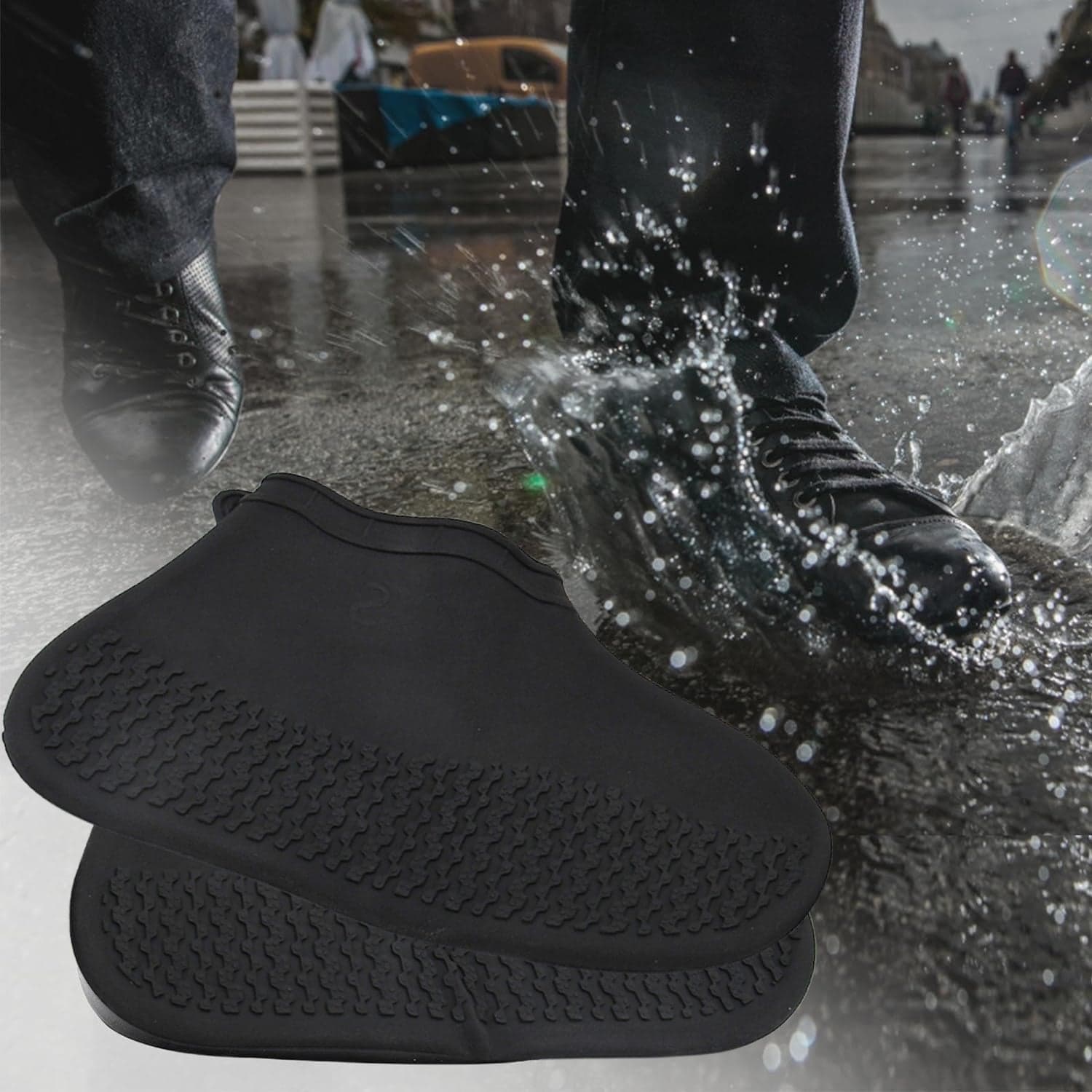 Non-Slip Silicone Rain Reusable Anti skid Waterproof Fordable Boot Shoe Cover (Small Size / 1 Pair / Mix Color) thumbnail 4