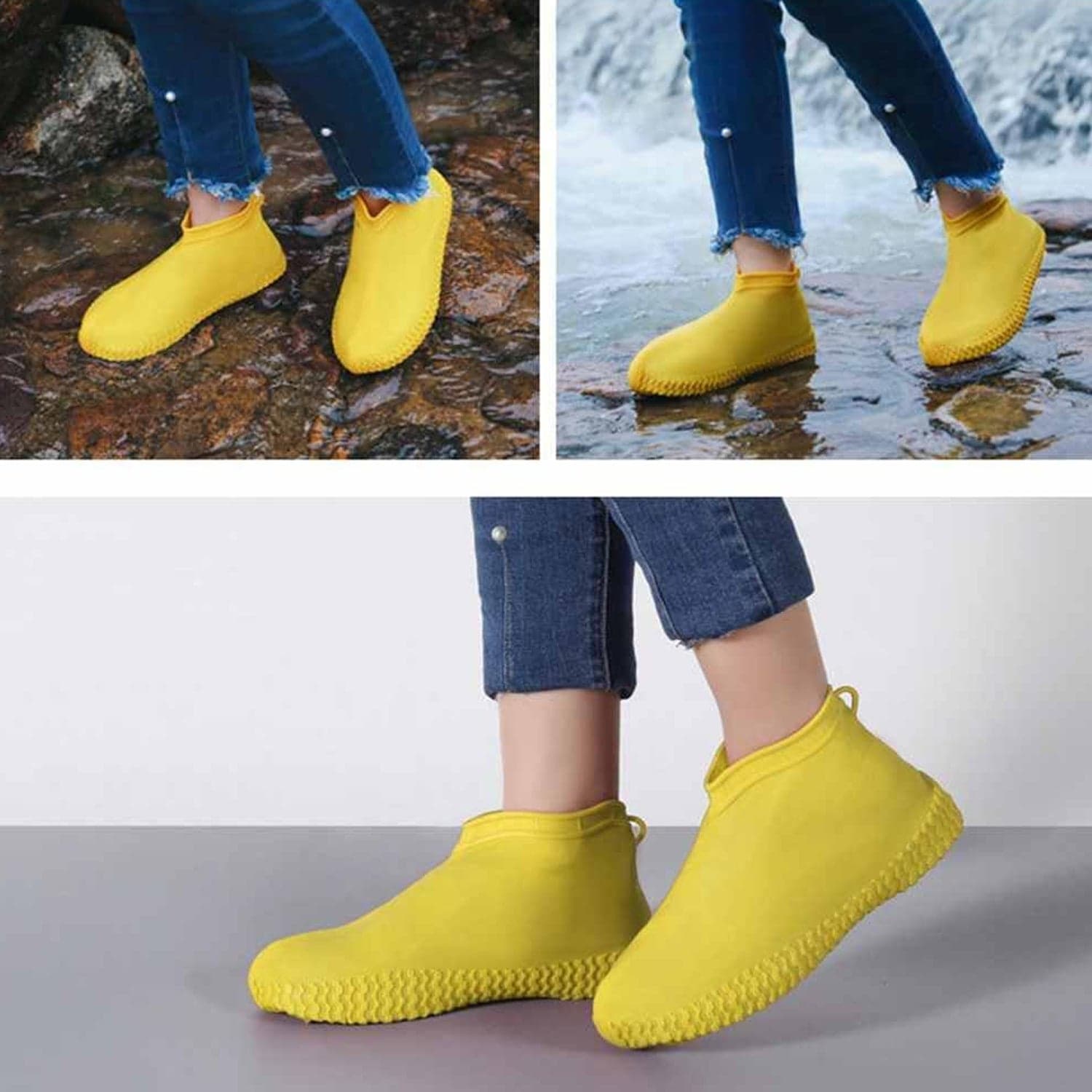 Non-Slip Silicone Rain Reusable Anti skid Waterproof Fordable Boot Shoe Cover (Extra Large Size (XL)/ 1 Pair / Mix Color) thumbnail 5