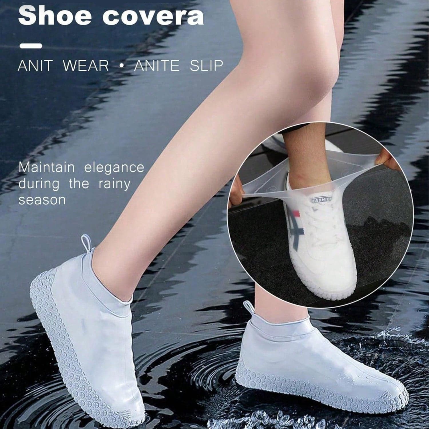 Non-Slip Silicone Rain Reusable Anti skid Waterproof Fordable Boot Shoe Cover (Large Size / 1 Pair / Mix Color) thumbnail 6
