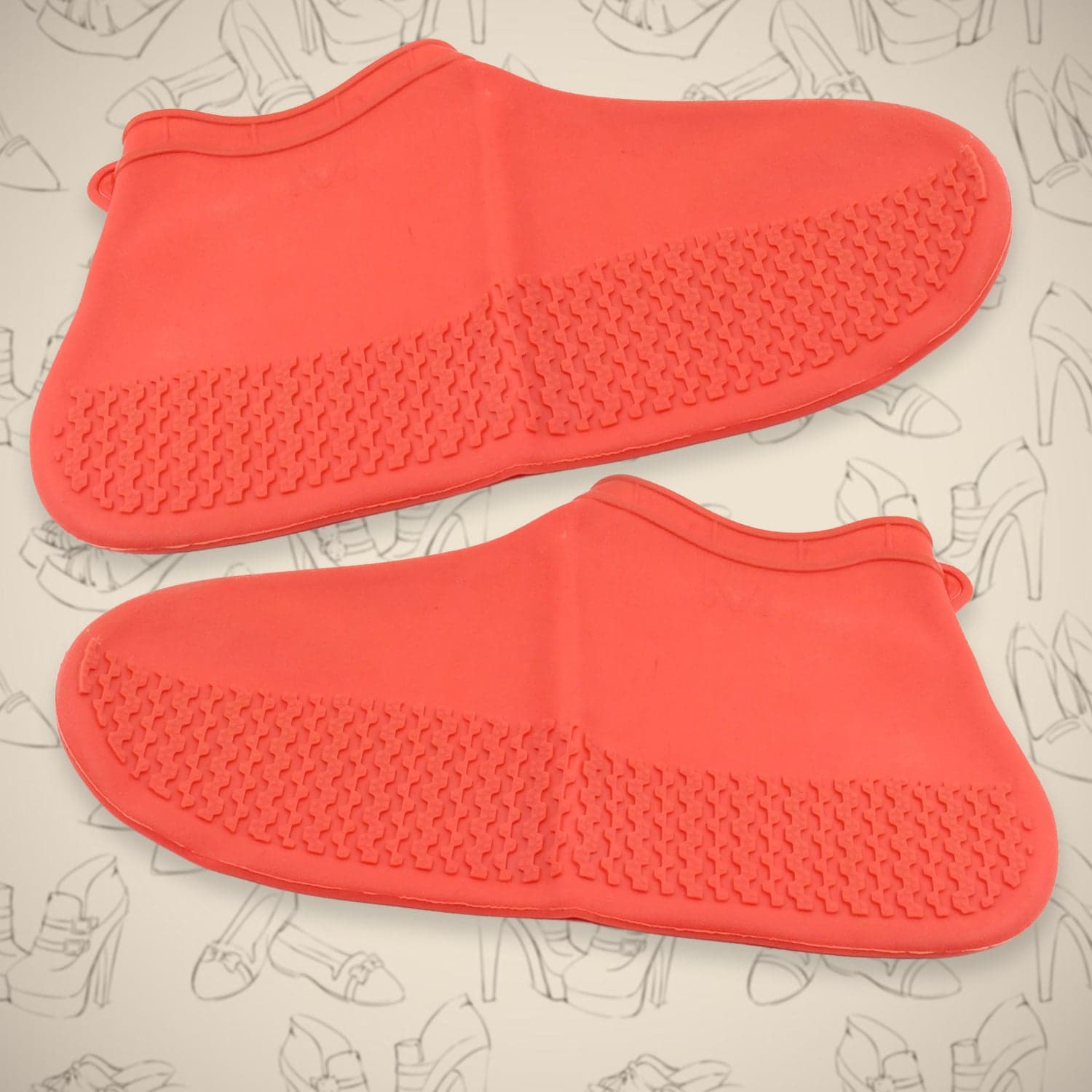 Non-Slip Silicone Rain Reusable Anti skid Waterproof Fordable Boot Shoe Cover (Medium Size / 1 Pair / Red) thumbnail 4