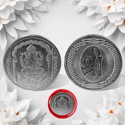 Ganesh Ji, Silver Color Coin For Gift & Pooja | Silver Coin | Silver Coin / Diwali Gift (1 Pc / (Metal Is Not Silver)
