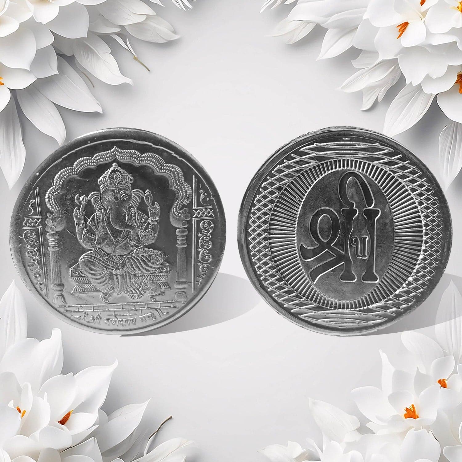 Ganesh Ji, Silver Color Coin For Gift & Pooja | Silver Coin | Silver Coin / Diwali Gift (1 Pc / (Metal Is Not Silver) thumbnail 5