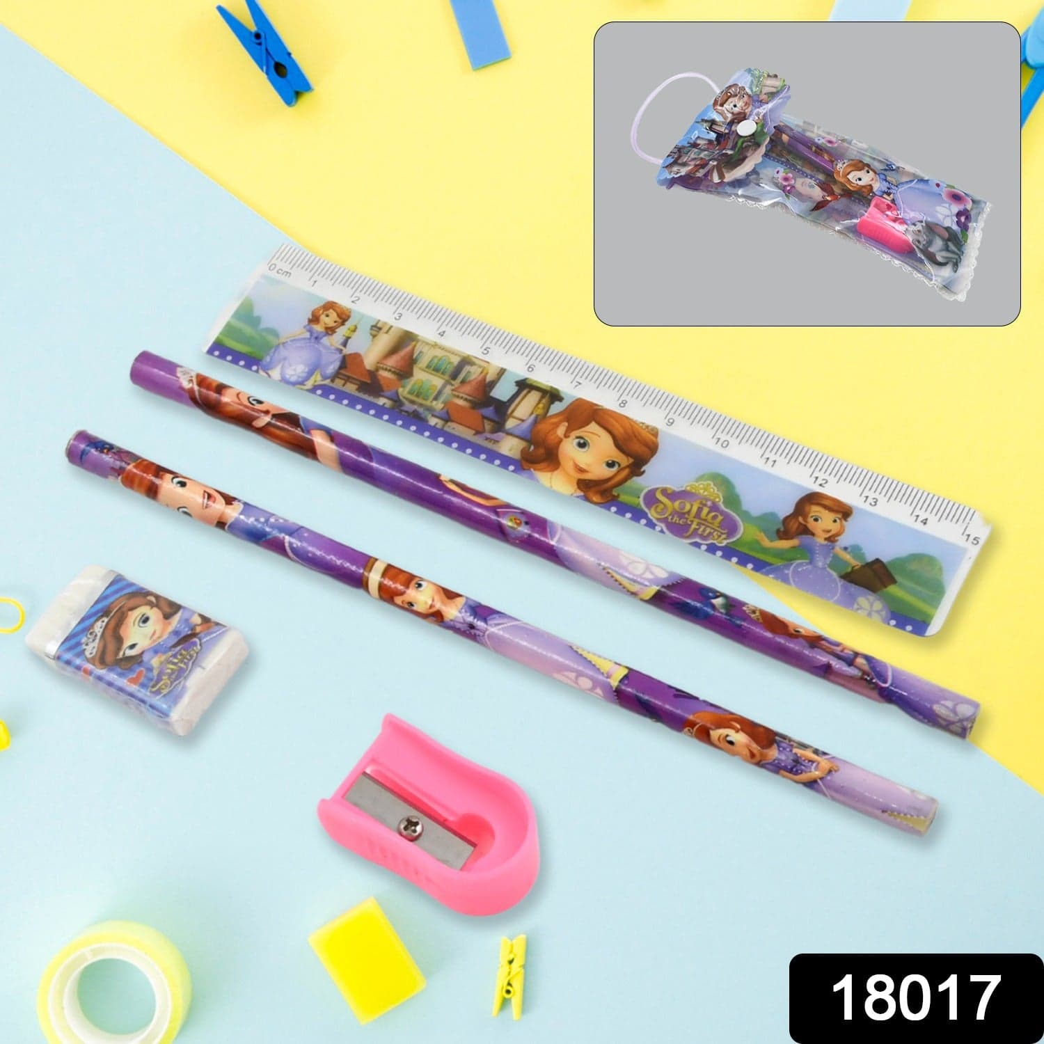 5 In 1 Mix Stationery Gift Set For Kids, Stationary Set Including 2 Pencil, Ruler, Rubber, Pencil Sharpener, School, Office Product Gift (5 Pcs Set) thumbnail 2