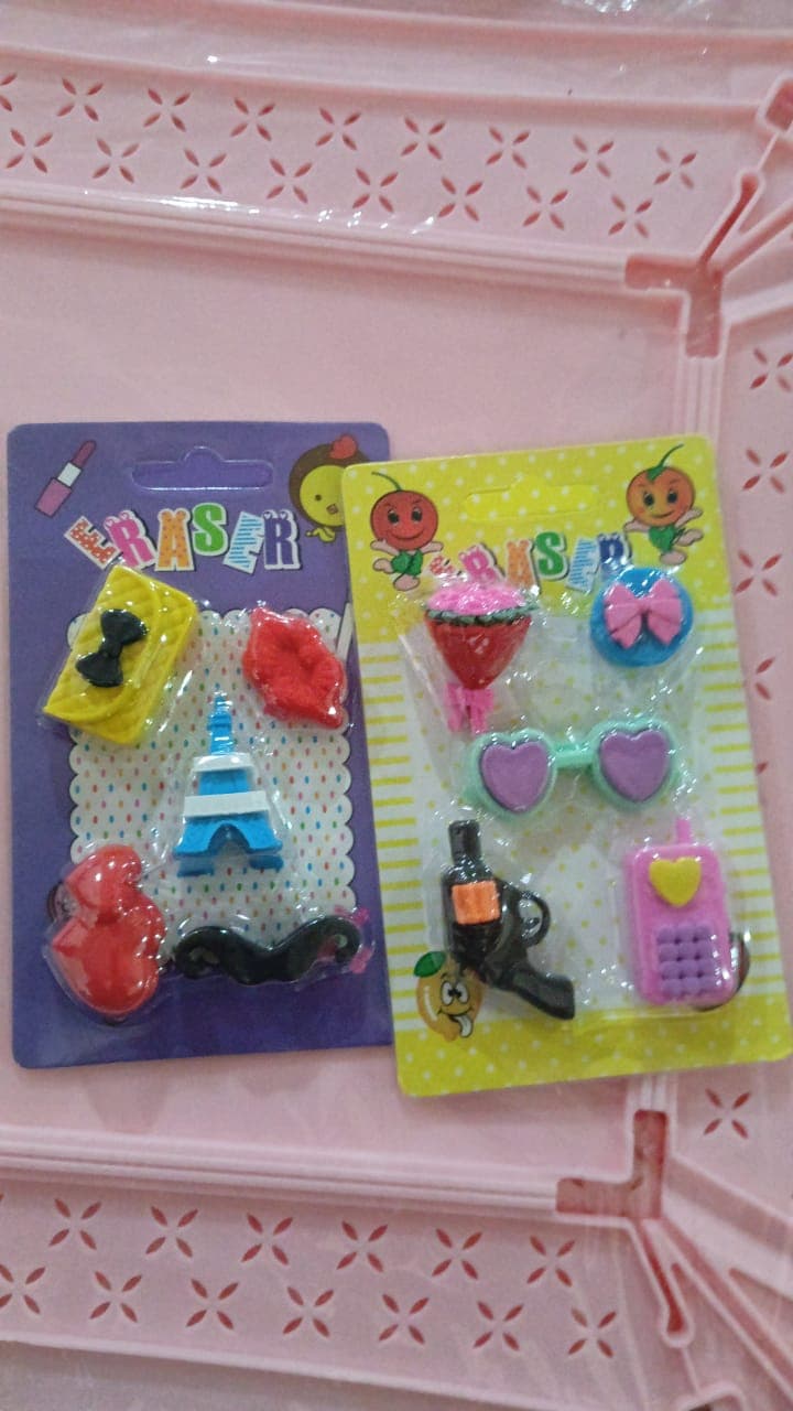 Fancy Colorful Eraser Set for Kids' Parties & School (1 Set, Mixed Design) thumbnail 10
