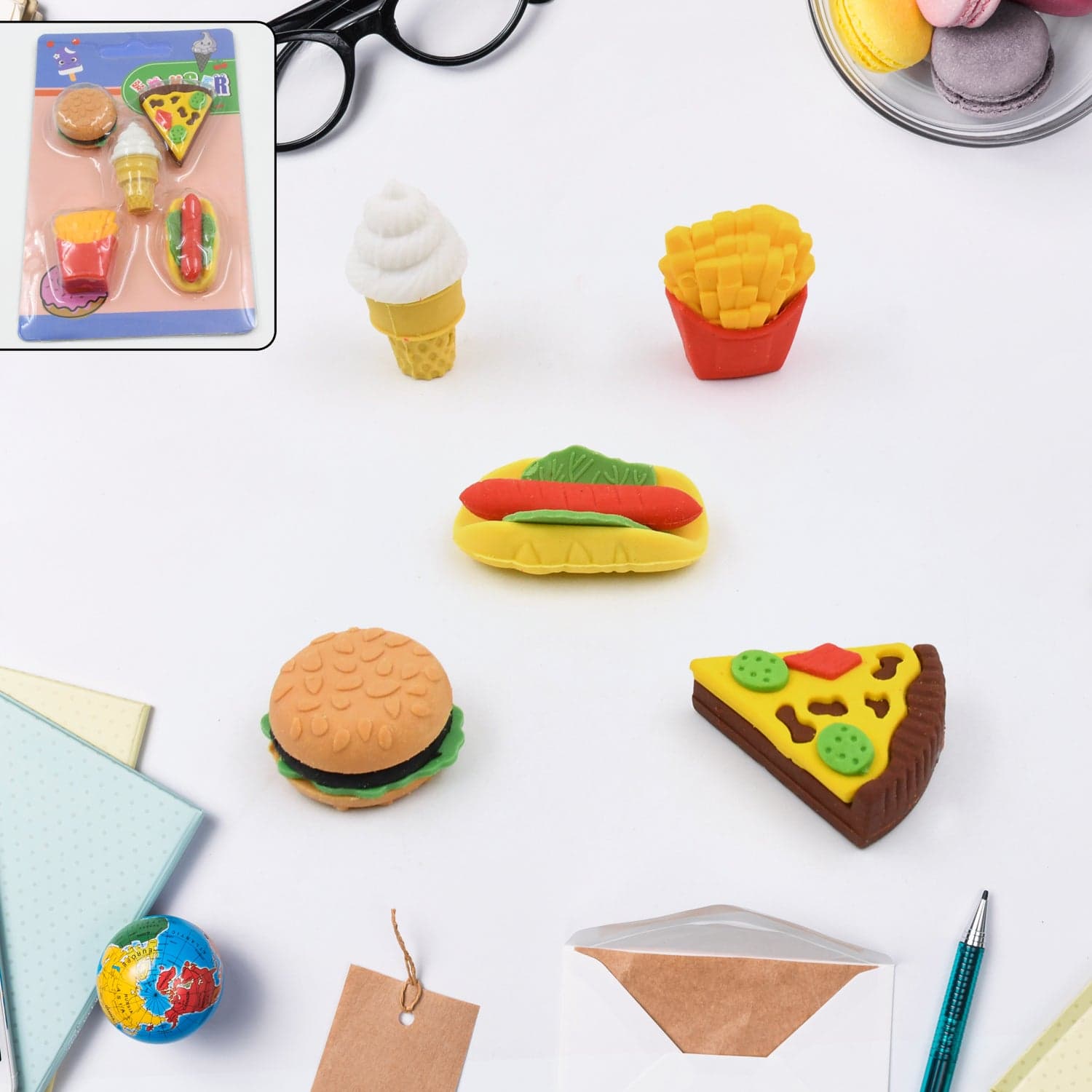 3D Food Fancy & Colorful Erasers of Cute Novelty Eraser Set for Kids & School Prize (1 Set / Mix Design & Color) thumbnail 4