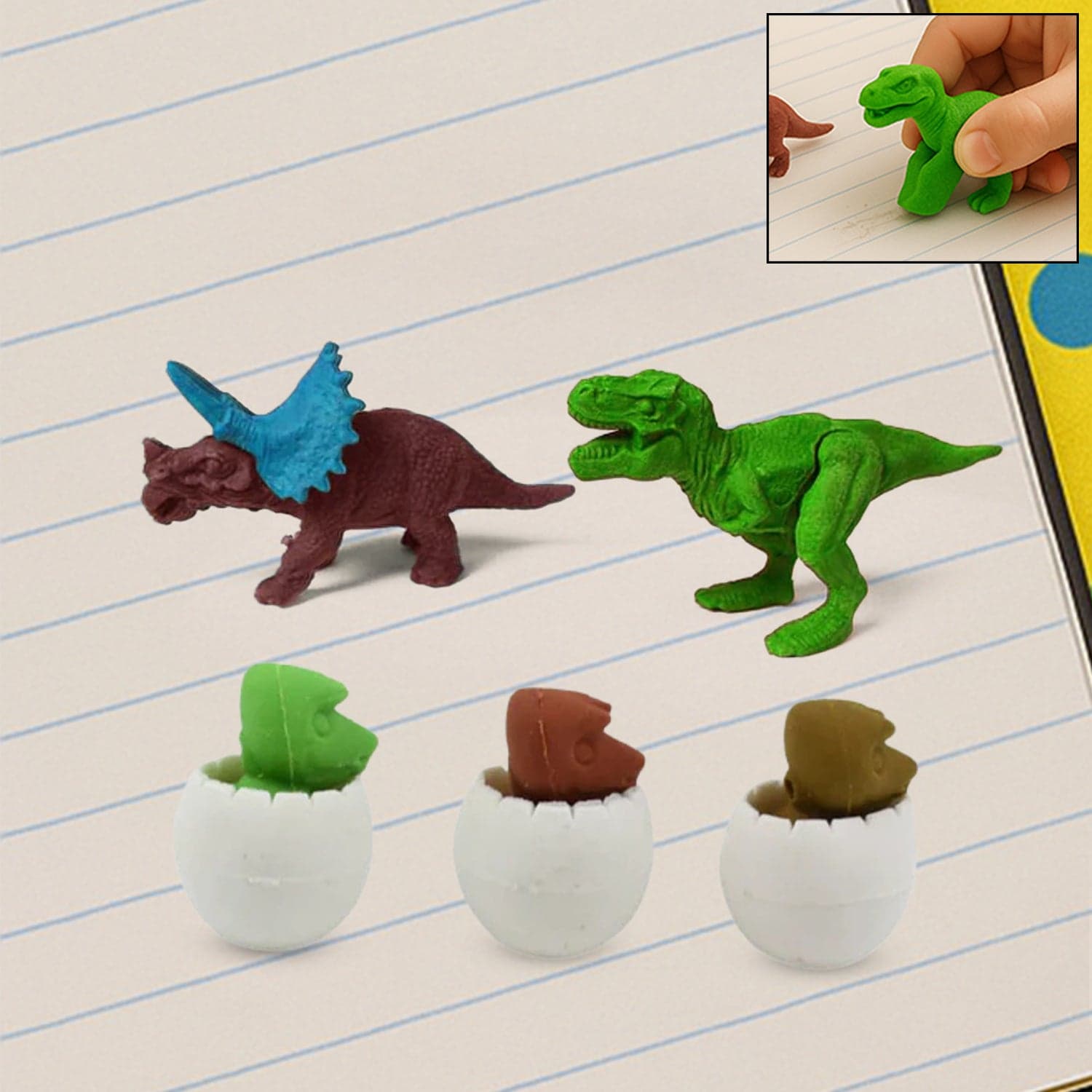 Dinosaur & Egg Shaped 3D Puzzle Erasers of Fun Mini Erasers for Kids (5 Pcs Set) thumbnail 1