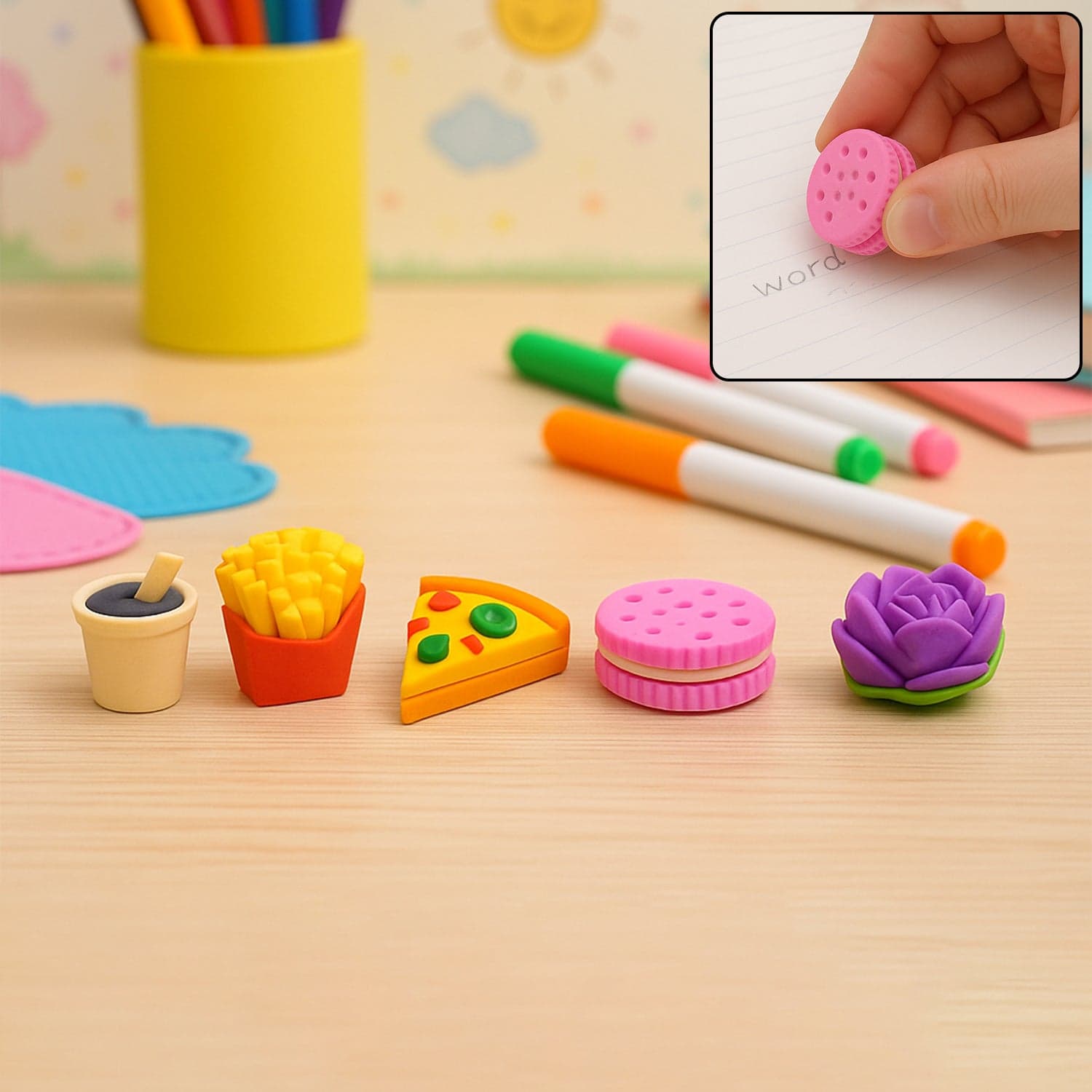 3D Mix Design Fancy & Stylish Colorful Erasers thumbnail 1