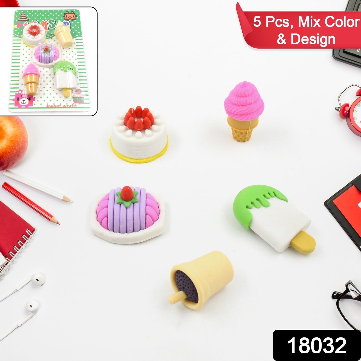 3D Mix Design Fancy & Stylish Colorful Erasers thumbnail 2