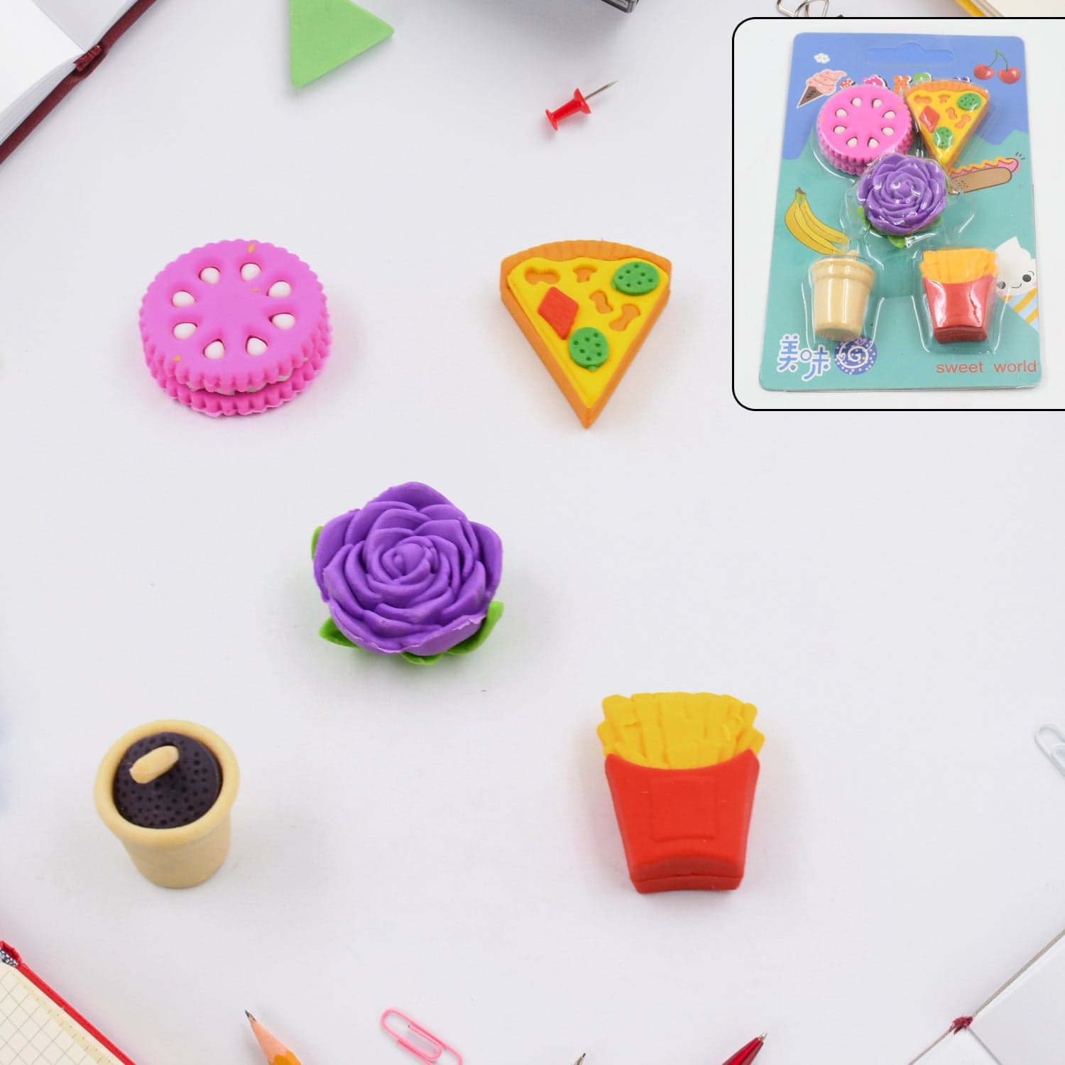 3D Mix Design Fancy & Stylish Colorful Erasers thumbnail 8