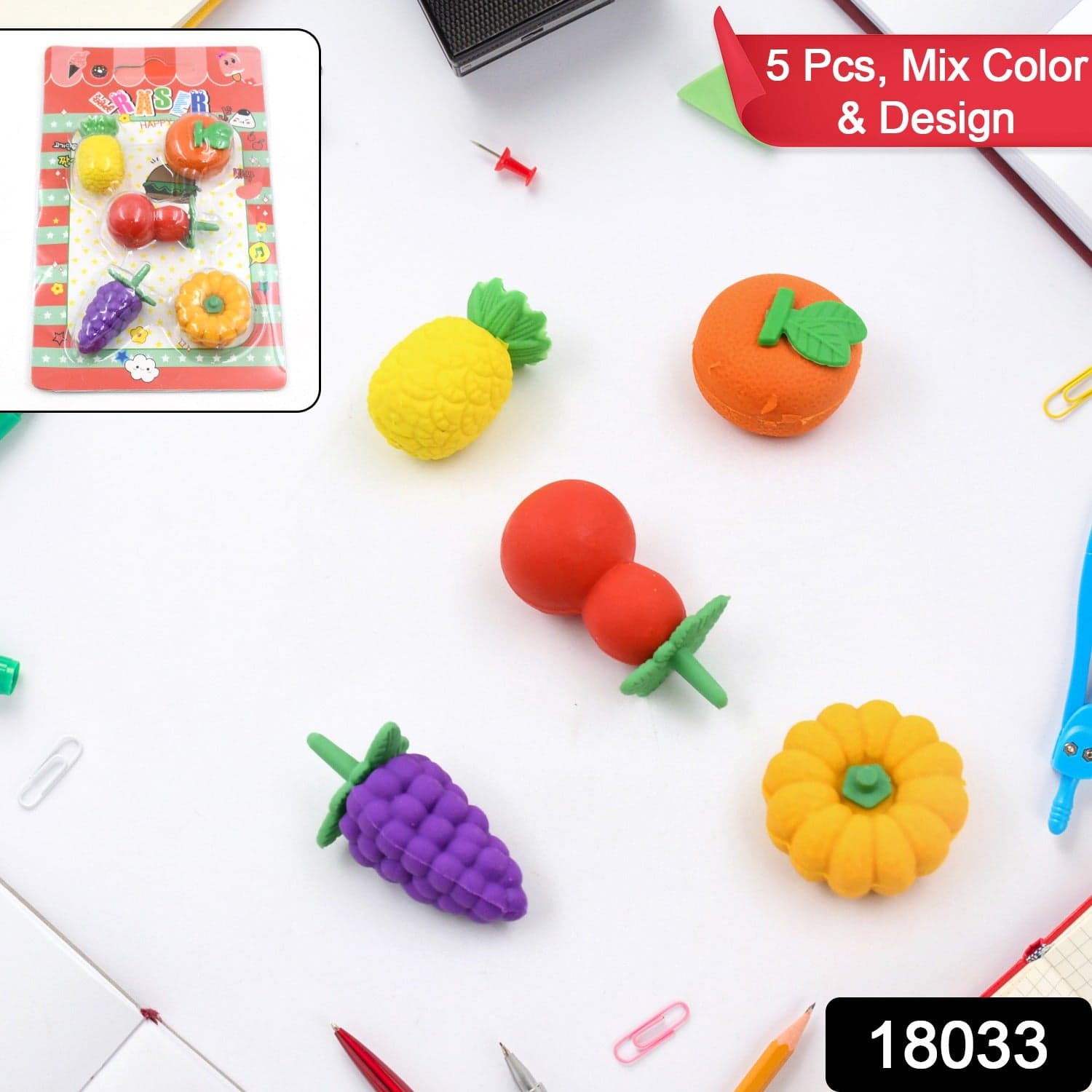 3D Mix Design Fancy & Stylish Colorful Erasers of Cute Novelty Eraser Set for Kids & School Prize (1 Set) thumbnail 2