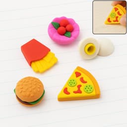 3D Food-Shaped Colorful Eraser Set of Cute Novelty Mini Erasers for Kids (5 Pc Set)