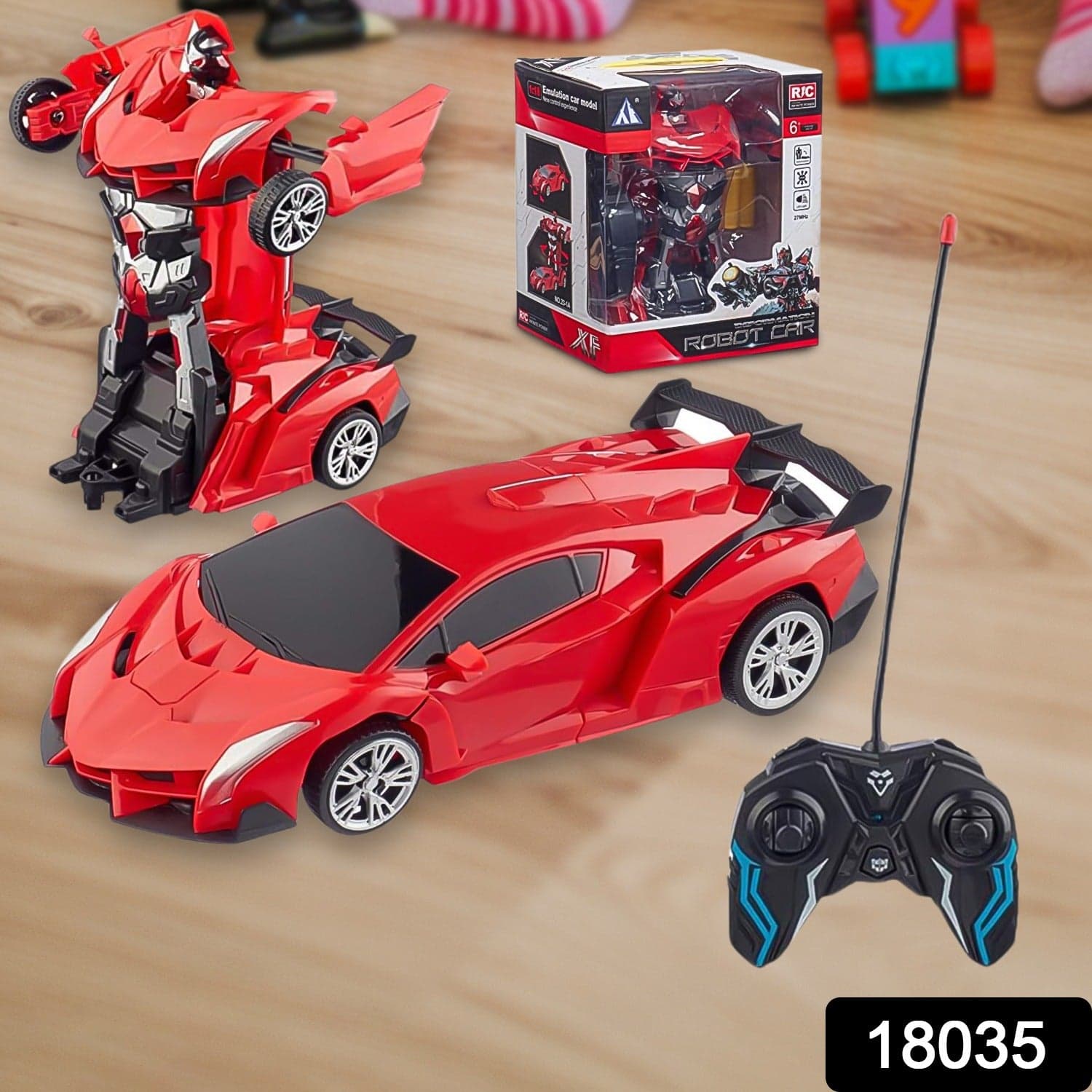 2 In 1 Automatic Robot Converted Remote Control Car With Light Scale 360°Drifting Deformation Robot Car Toy Kids Boys thumbnail 2