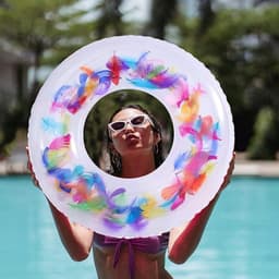 Swim Ring, For Children, Conveniently Portable, Feathers, Swimming Ring, For Water Play, For Beaches, Swimming, Summer Vacation (1 Pc)