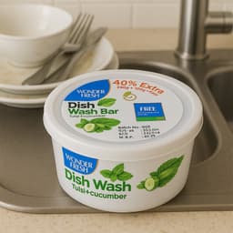 Fresh Mix Flavor Round Dishwash Bar With Super Scrubber Free Complete Dishwashing Solution