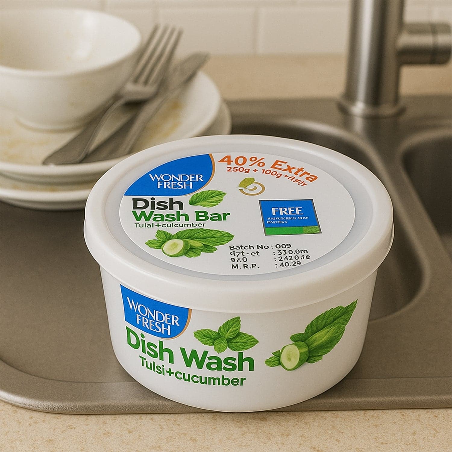 Fresh Mix Flavor Round Dishwash Bar With Super Scrubber Free Complete Dishwashing Solution thumbnail 1