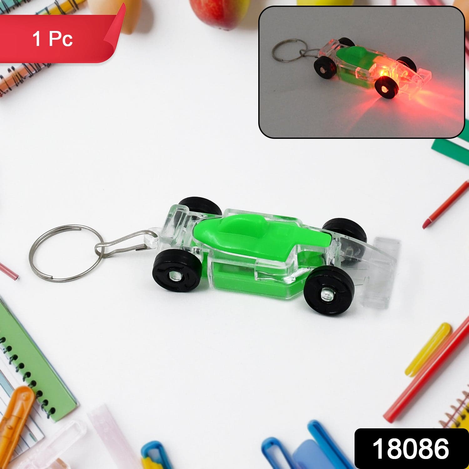 Cars Shape Keychain with On / Off Button LED Flashing Light (1 Pc) thumbnail 2