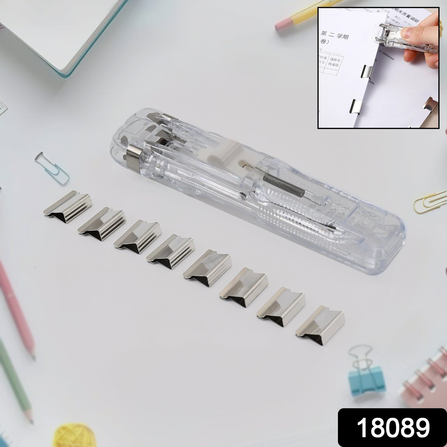 Portable Paper Clamp With 8 Pcs Clip Dispenser Handheld Paper Fast Clam (1 Set) thumbnail 2