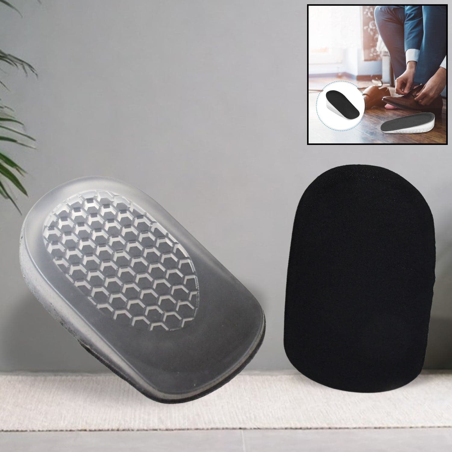 Medium 1 Pairs Silicone Heel Pads, Shoes Insole (11—6—3 Cm) thumbnail 1
