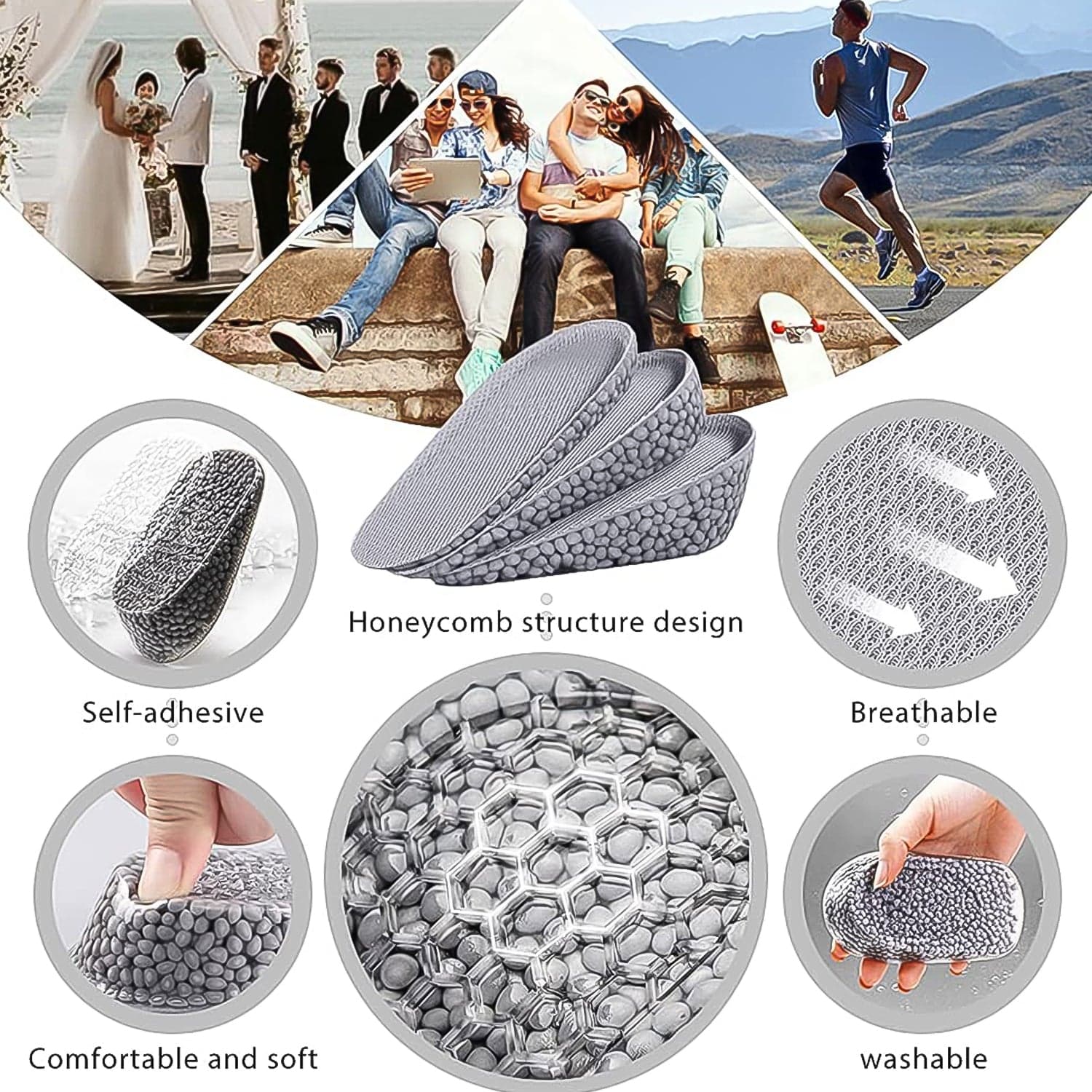 Height Increase Silicone Insoles Heel, Shoe Pads (12—7 Cm / 1 Pair) thumbnail 6