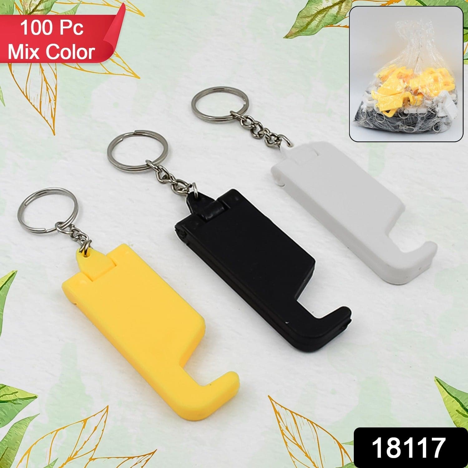 2 in 1 Plastic Keychain with Mobile Stand / Phone Holder (100 Pcs Set / Multicolor) thumbnail 2