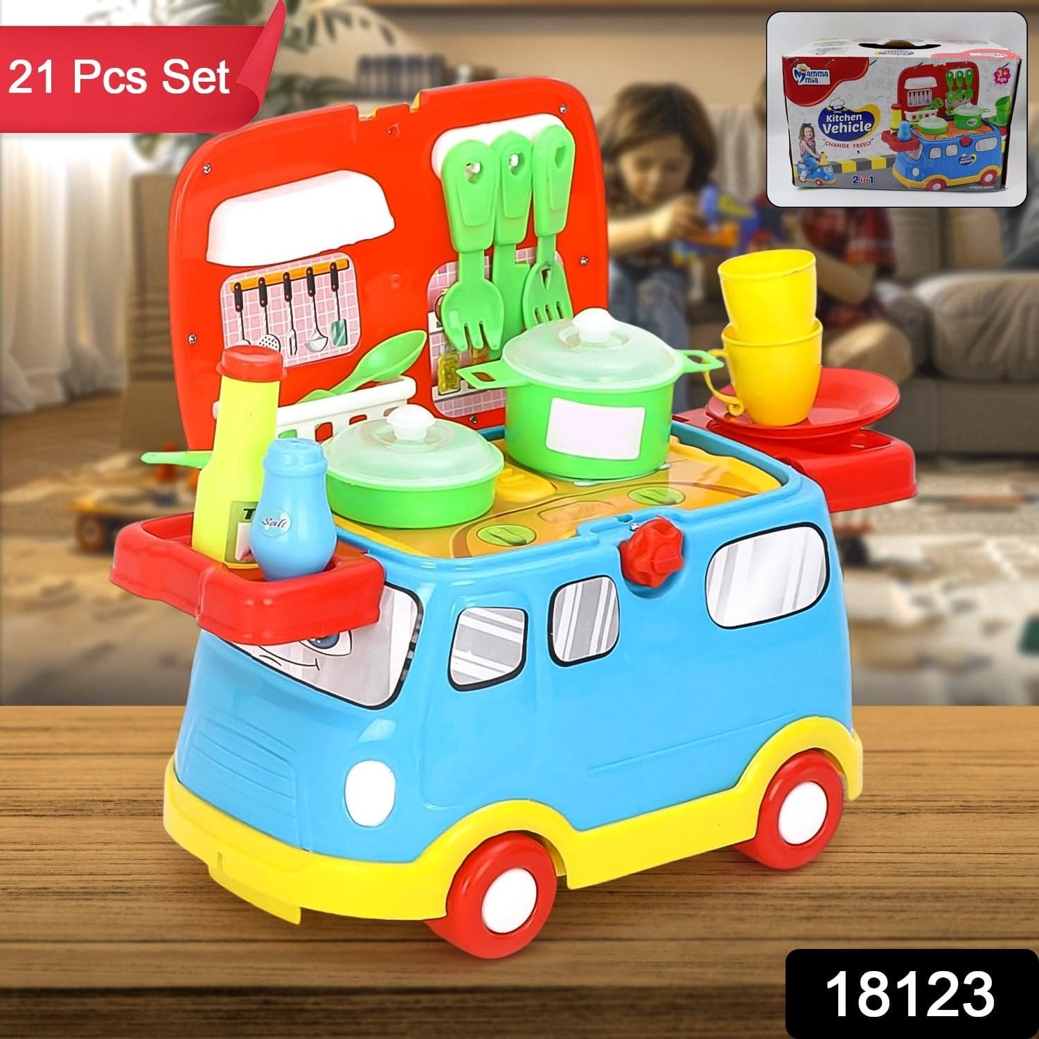 Kitchen Vehicle Set Toy for Kids Big Cooking (21 Pcs Set) thumbnail 2