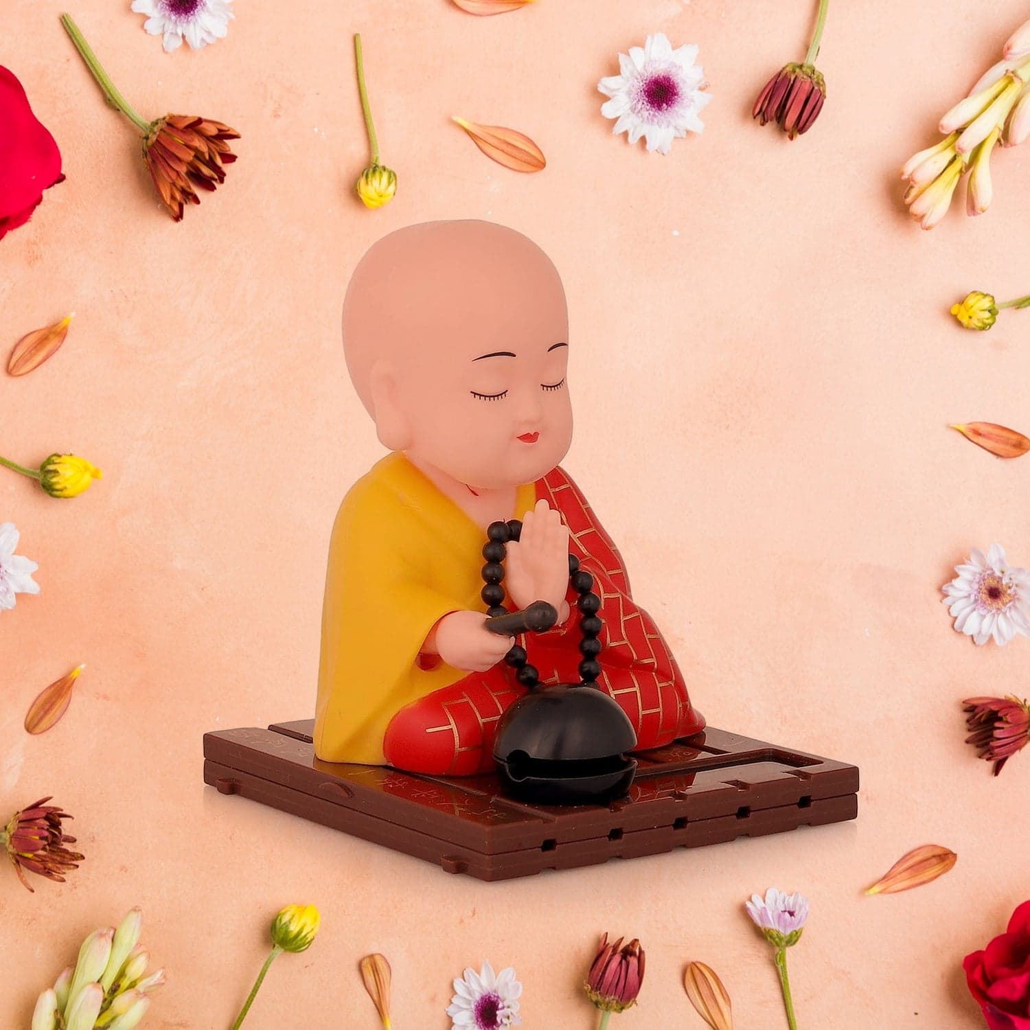 Solar Powered Sitting Buddha Statue, Moving Head and Hand (1 Pc / Medium) thumbnail 3
