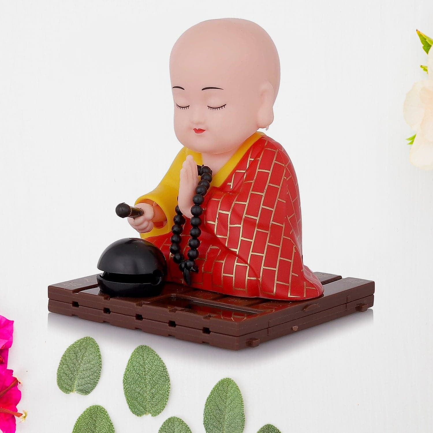 Solar Powered Sitting Buddha Statue, Moving Head and Hand (1 Pc / Medium) thumbnail 5