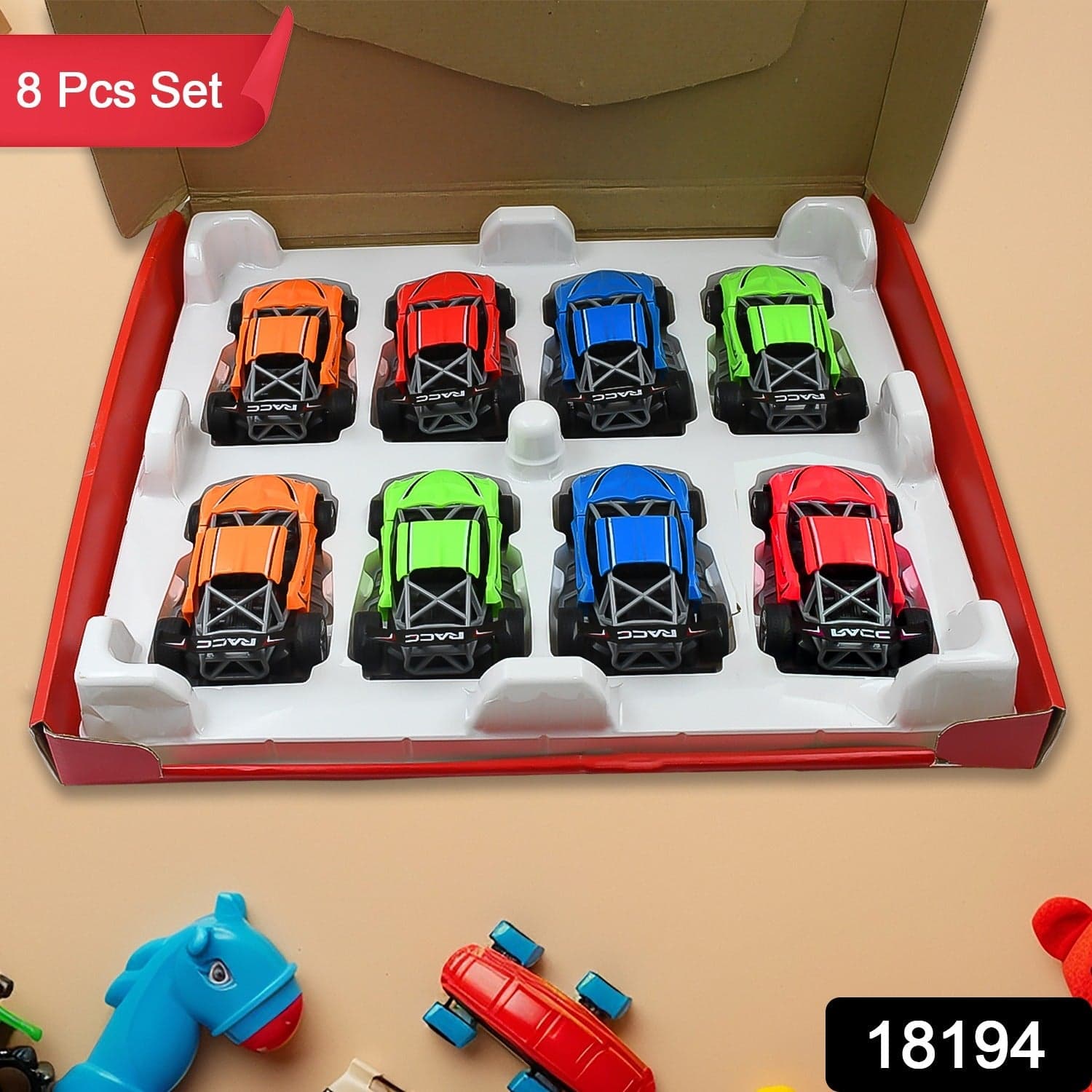 Mini Pull Back Racing Car Widely Used By Kids & Children (8 Pcs Set / Mix Color) thumbnail 2