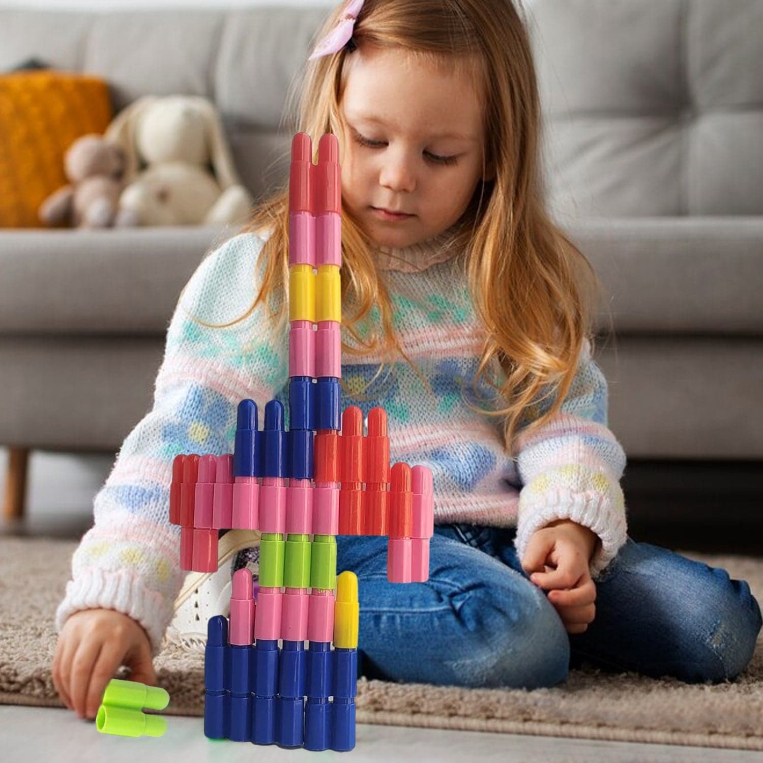 Bullet Blocks for Intelligent Kids Creative Bullets Shaped Building Blocks (Approx 88 Pcs) thumbnail 1