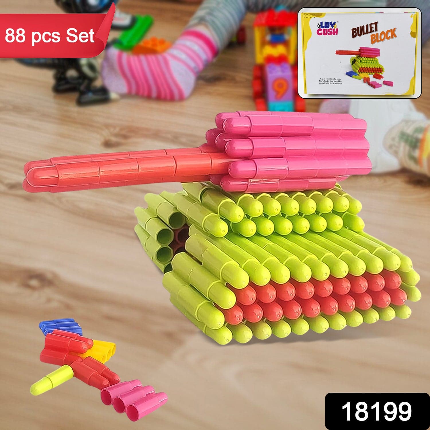 Bullet Blocks for Intelligent Kids Creative Bullets Shaped Building Blocks (Approx 88 Pcs) thumbnail 2