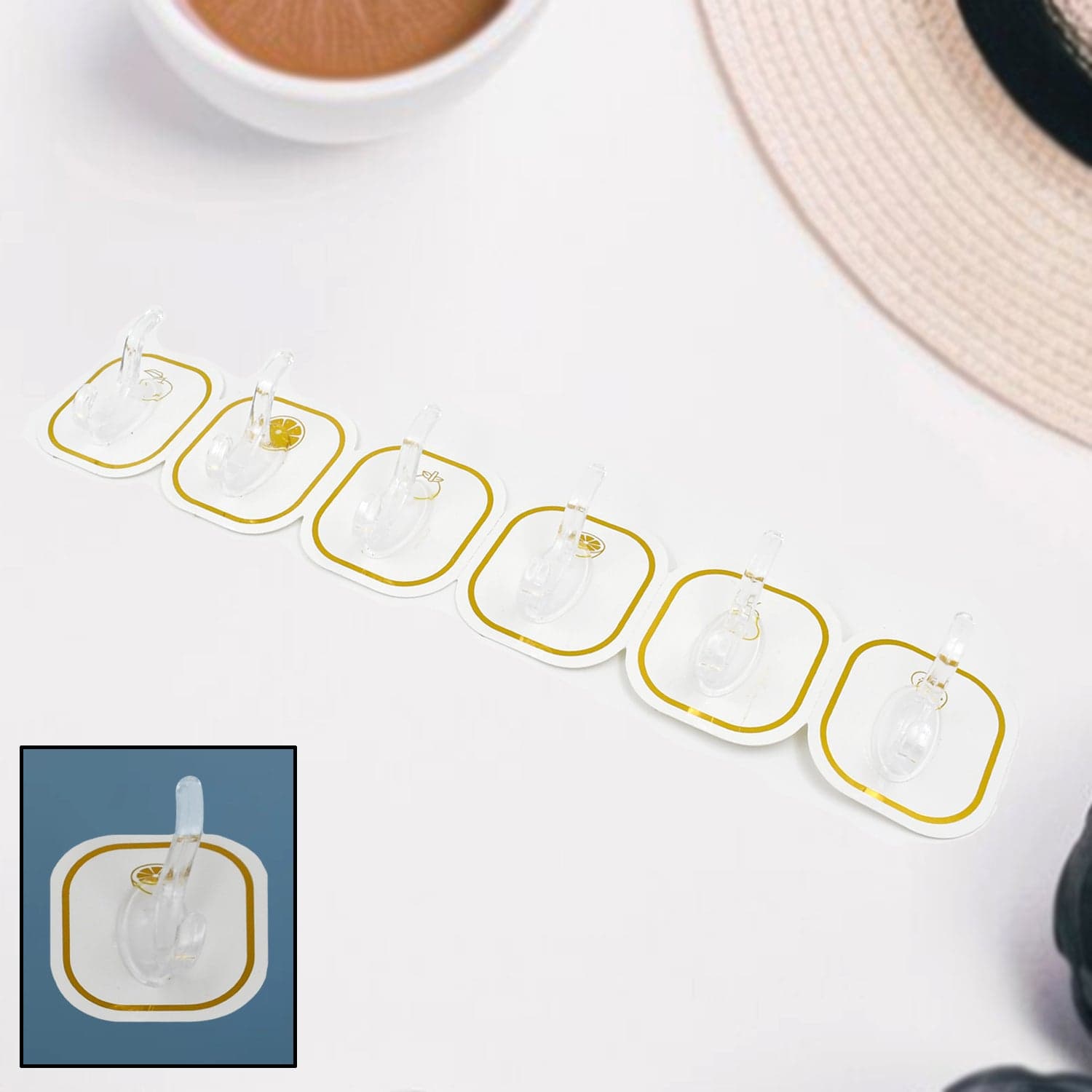 TRANSPARENT ADHESIVE WALL HOOK (6 PCS SET) thumbnail 1