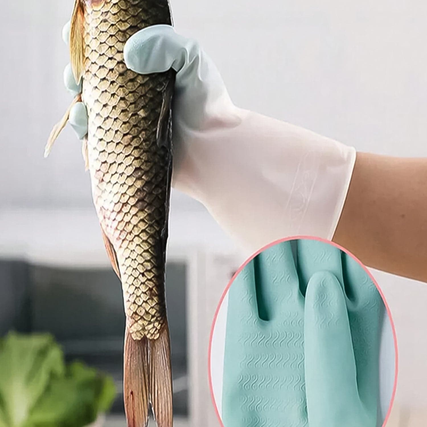 Small Household Cleaning Gloves, Rubber Gloves (2 Pc Set) thumbnail 3