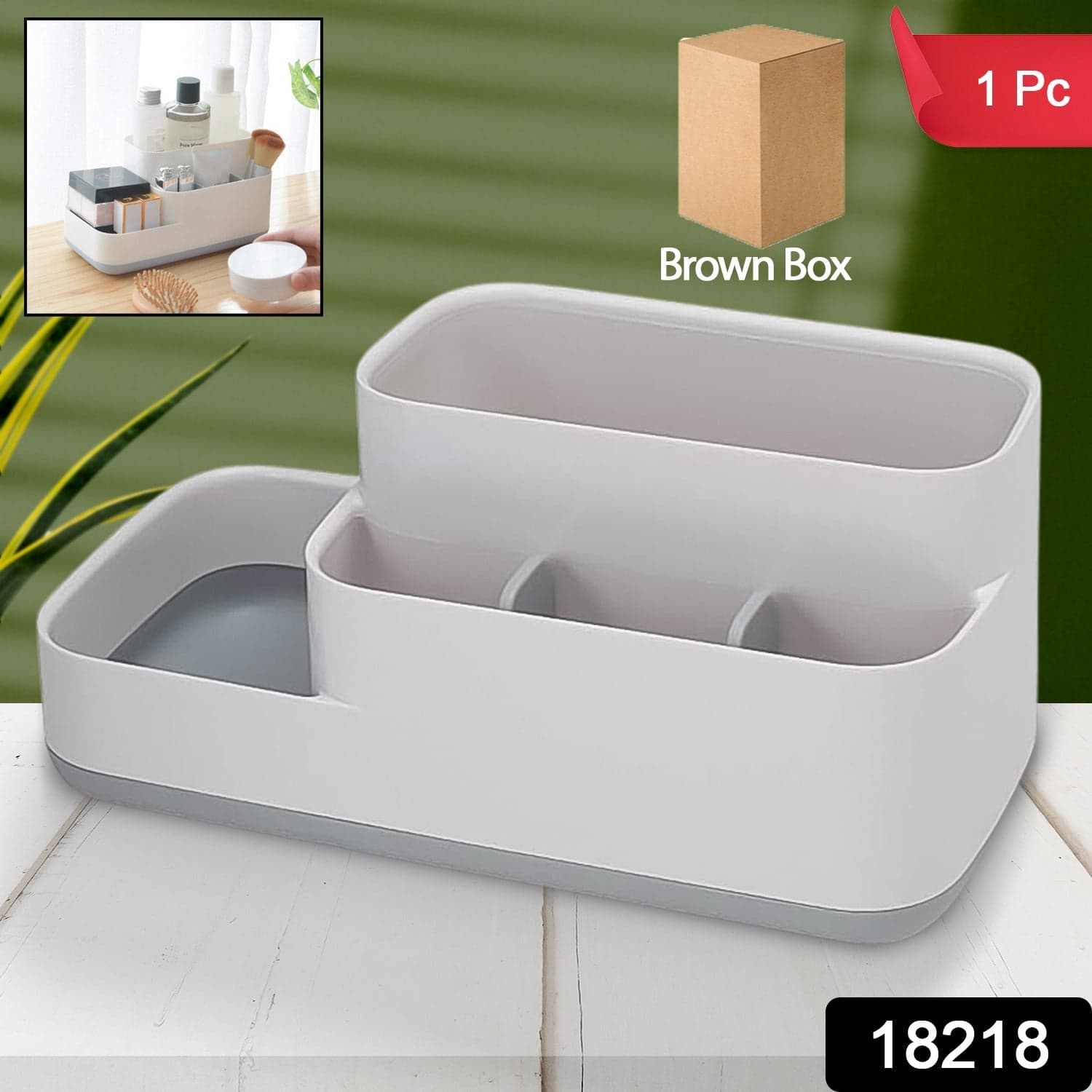 Plastic Multipurpose 5 Compartment Bathroom Desk Organizer Holder (1 Pc) thumbnail 2