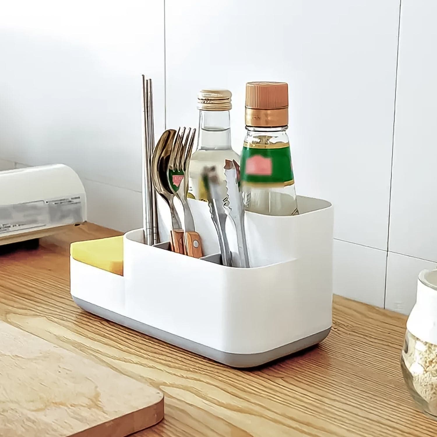 Plastic Multipurpose 5 Compartment Bathroom Desk Organizer Holder (1 Pc) thumbnail 3