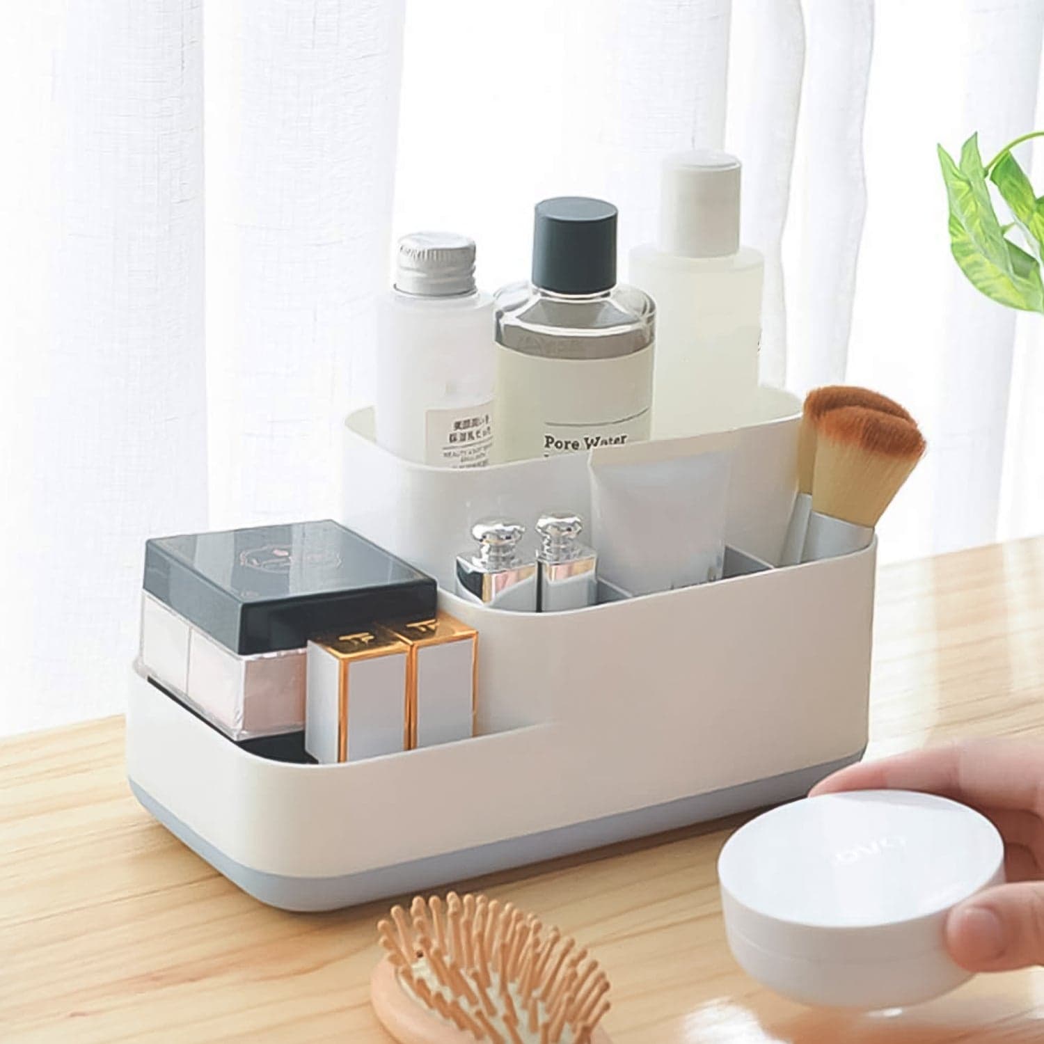 Plastic Multipurpose 5 Compartment Bathroom Desk Organizer Holder (1 Pc) thumbnail 4