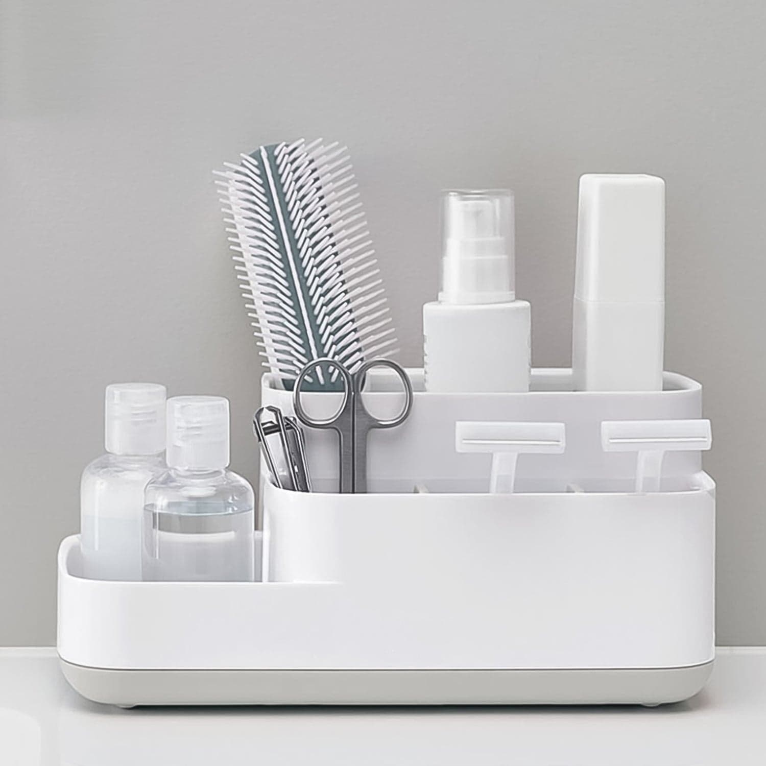 Plastic Multipurpose 5 Compartment Bathroom Desk Organizer Holder (1 Pc) thumbnail 6