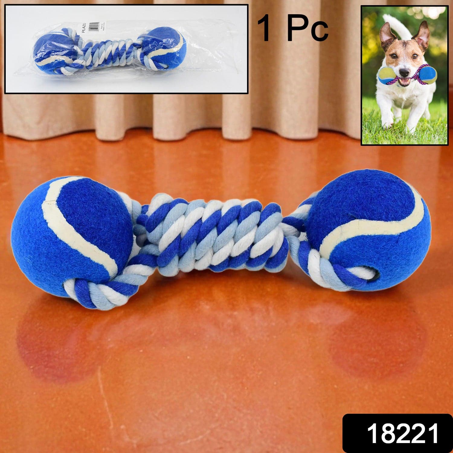 Durable Cotton Rope Dog Toy Two-Way Ball Design (1 Pc) thumbnail 2
