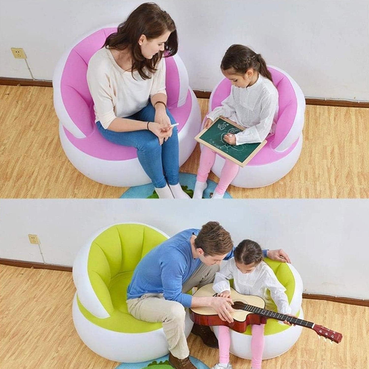 Kids inflatable sofa chair with backrest & Foot Air Pump with Hose (1 Set / 85x74 Cm Approx) thumbnail 8
