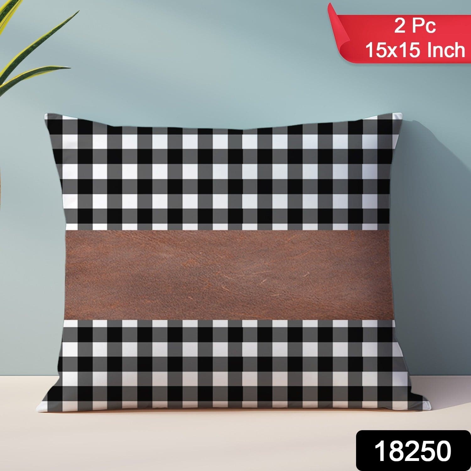 Pillow Covers, Leather & Cotton Cushion Covers (15 — 15 Inch / 1 Pair / 2 Pc) thumbnail 2